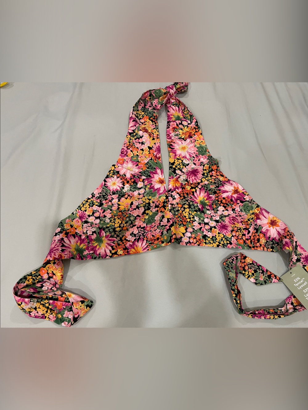 H&M Floral Halter Crop Top - Pink, Green, Orange